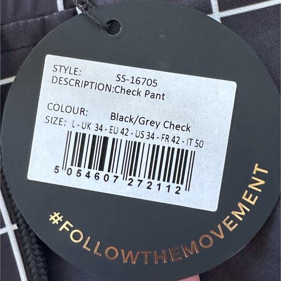 NWT Siksilk Check Jogger Pants Size Large Men’s Black - Picture 5 of 9